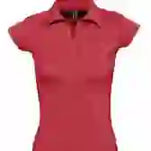На картинке: Рубашка поло женская без пуговиц Pretty 220, красная на белом фоне