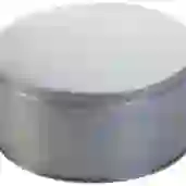 На картинке: Коробка круглая, средняя, серебристая на белом фоне