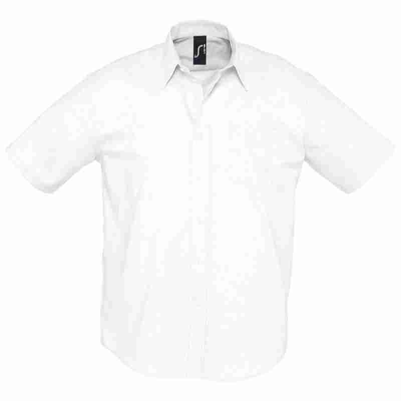 Рубашка мужская с коротким рукавом Brisbane, белая на белом фоне