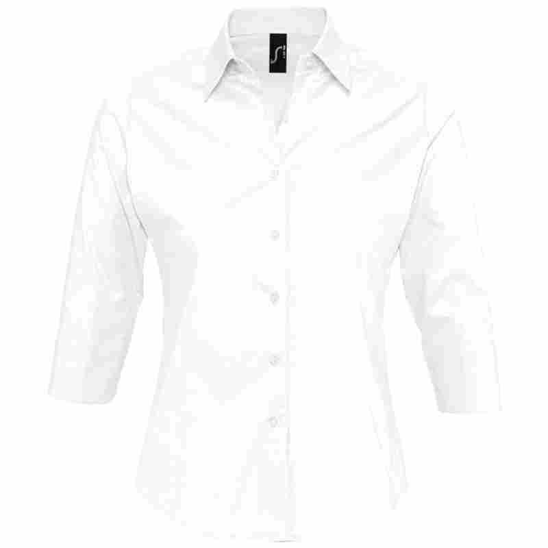 Рубашка женская с рукавом 3/4 Effect 140, белая на белом фоне