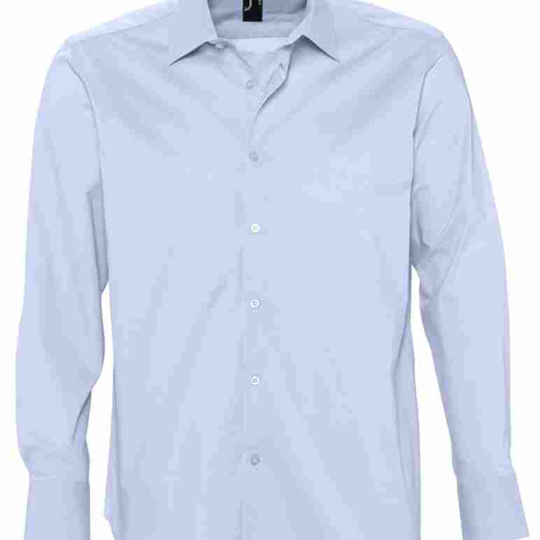Рубашка мужская с длинным рукавом Brighton, голубая на белом фоне